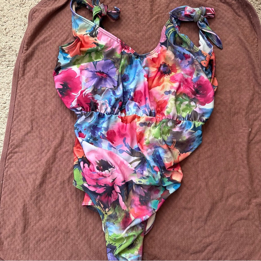 Kortni Jeane Bold Peonies Tie one piece